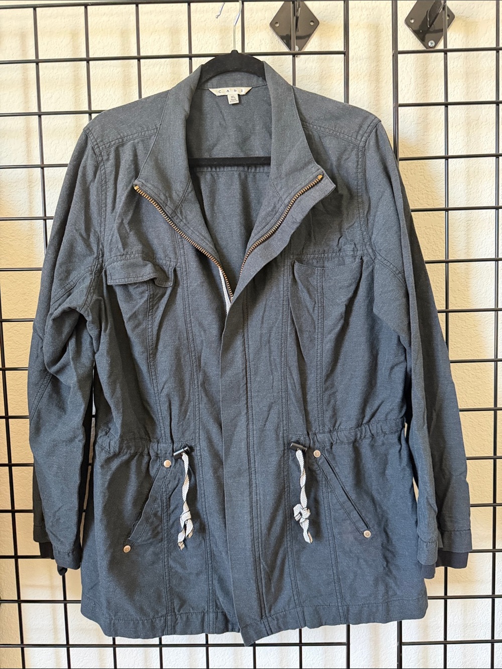 CAbi Utility Jacket in Dark Gray with Metal Hardware